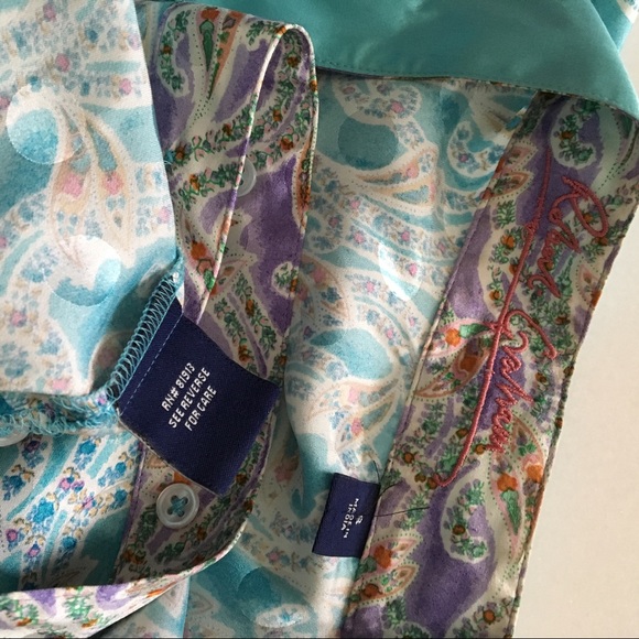 Robert Graham silk paisley printed cap sleeve top sizes 8 - Picture 6 of 7